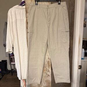L.L. Bean Tan Cargo Pants with Classic Straight-Leg Cut